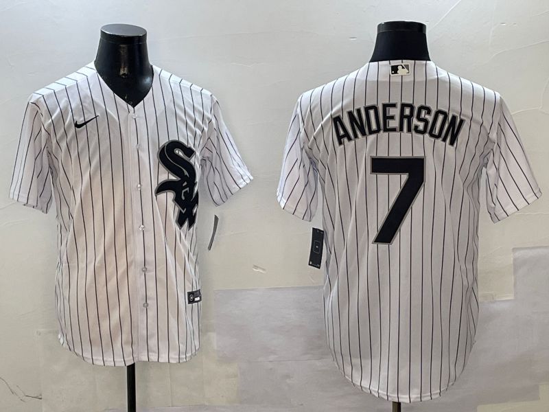 Men Chicago White Sox #7 Anderson White Stripe Game 2025 Nike MLB Jersey style 1->boston red sox->MLB Jersey
